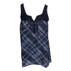 NWT Size Small TFNC LF Sheer Plaid Silk Tunic Top